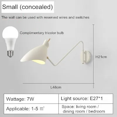 applique murale réglable à bras long design créatif LED - vue 7 sur 11
