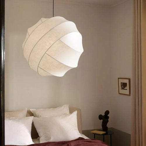lustre suspendu en soie wabi sabi led moderne nordique - vue 2 sur 7