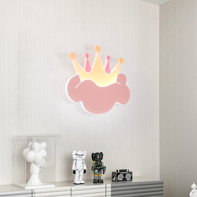 applique murale couronne pour chambre d'enfant avec télécommande
