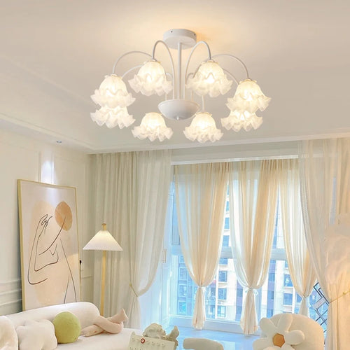 lustre à pétales en verre pour décoration intérieure kawaii - vue 3 sur 24