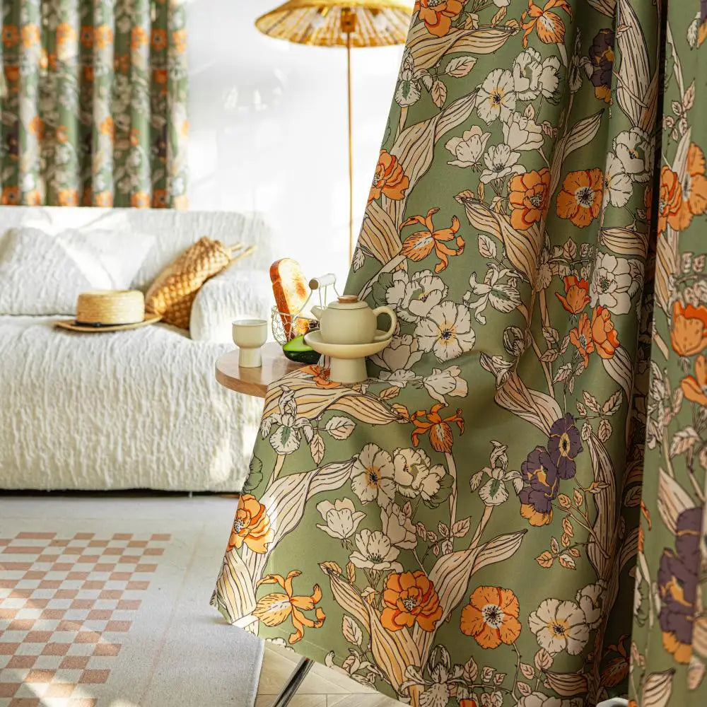 Rideau occultant motif floral moderne pour salon chambre - vue 5 sur 8
