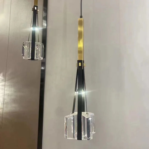 lampe suspendue en résine et cuir artificiel style 	 réglable en hauteur - vue 5 sur 12
