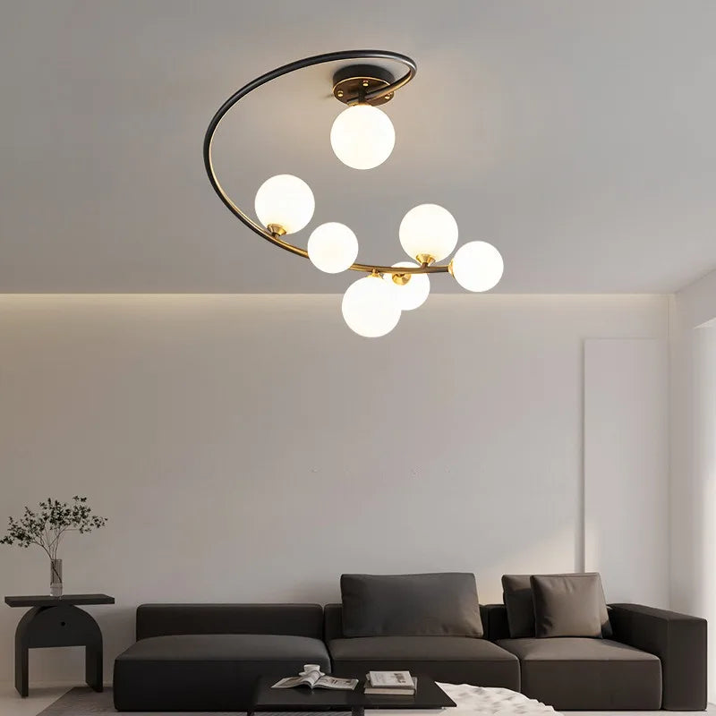 plafonnier moderne en cuivre irrégulier avec lumière personnalisée