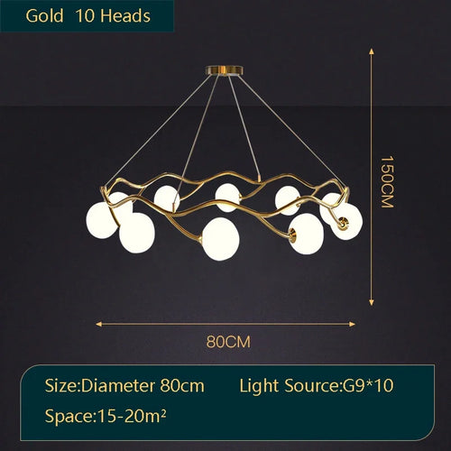lustre royal de luxe en or avec boule de verre led - vue 10 sur 9
