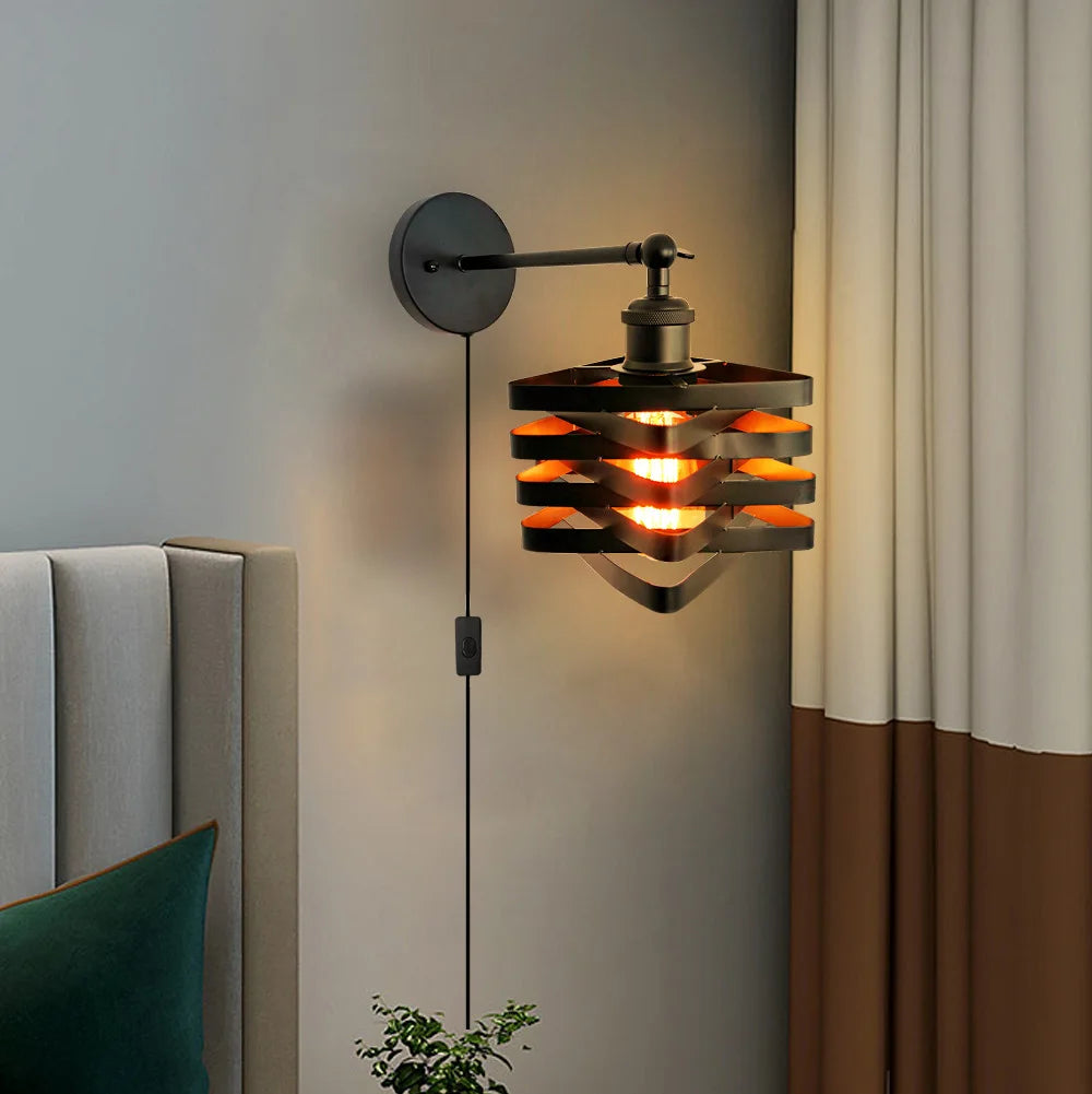 applique murale loft industriel pour prise culbuteur vintage luminaire - vue 9 sur 9