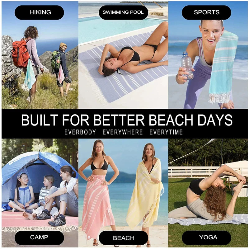 serviette de plage turque coton franges tissé rapide