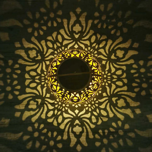 lampes solaires rondes en métal pour jardin décoratif - vue 3 sur 7