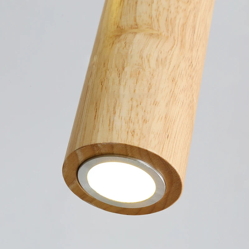 Suspension en bois modernes salle à manger lampe suspendue lampe de chambre restaurant bois de caoutchouc éclairage intérieur LED décor de salon