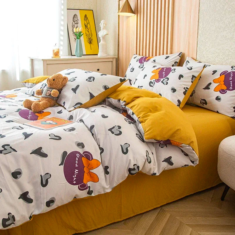 housse de couette imprimée fleurs en coton lavé