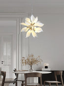 lustre carré en céramique avec pétales de fleurs suspendu