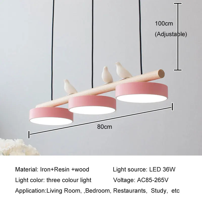 lustre moderne nordique led minimaliste décoration d'oiseau macaron en fer