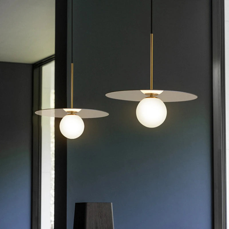 suspension modernes en verre led pour bar restaurant nordique - vue 5 sur 11