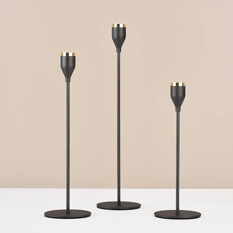 lot de 3 bougeoirs en métal pour décoration de mariage et fête - vue 3 sur 13