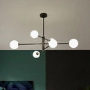 lustre led moderne en cuivre avec boule de verre mat