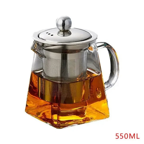 Théière verre résistant avec infuseur inox transparente élégante