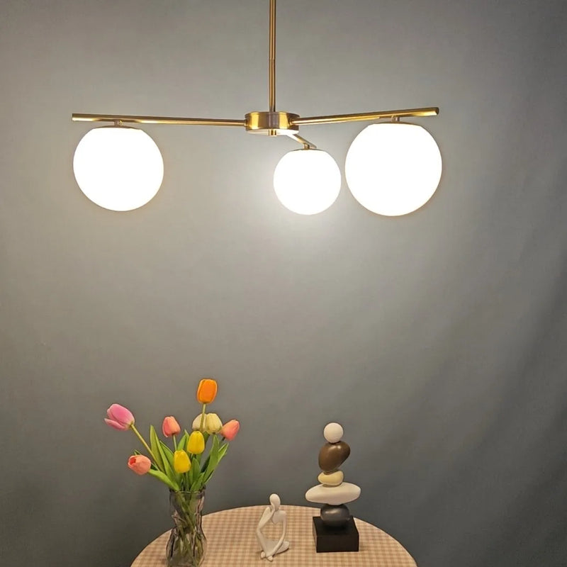 lustre nordique moderne en verre laiteux pour décoration maison
