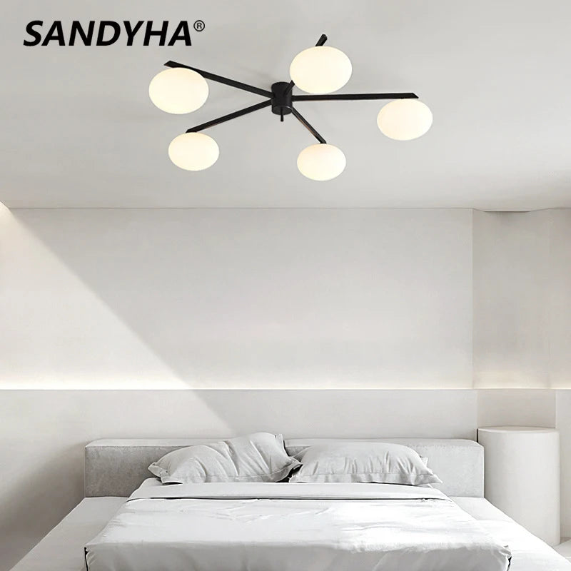 galet crème suspension luminaire led en verre français cuivre