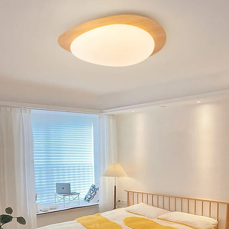 Plafonnier LED nordique texture bois pour chambre salon salle à manger étude couloir lustre intérieur décoration de la maison luminaire