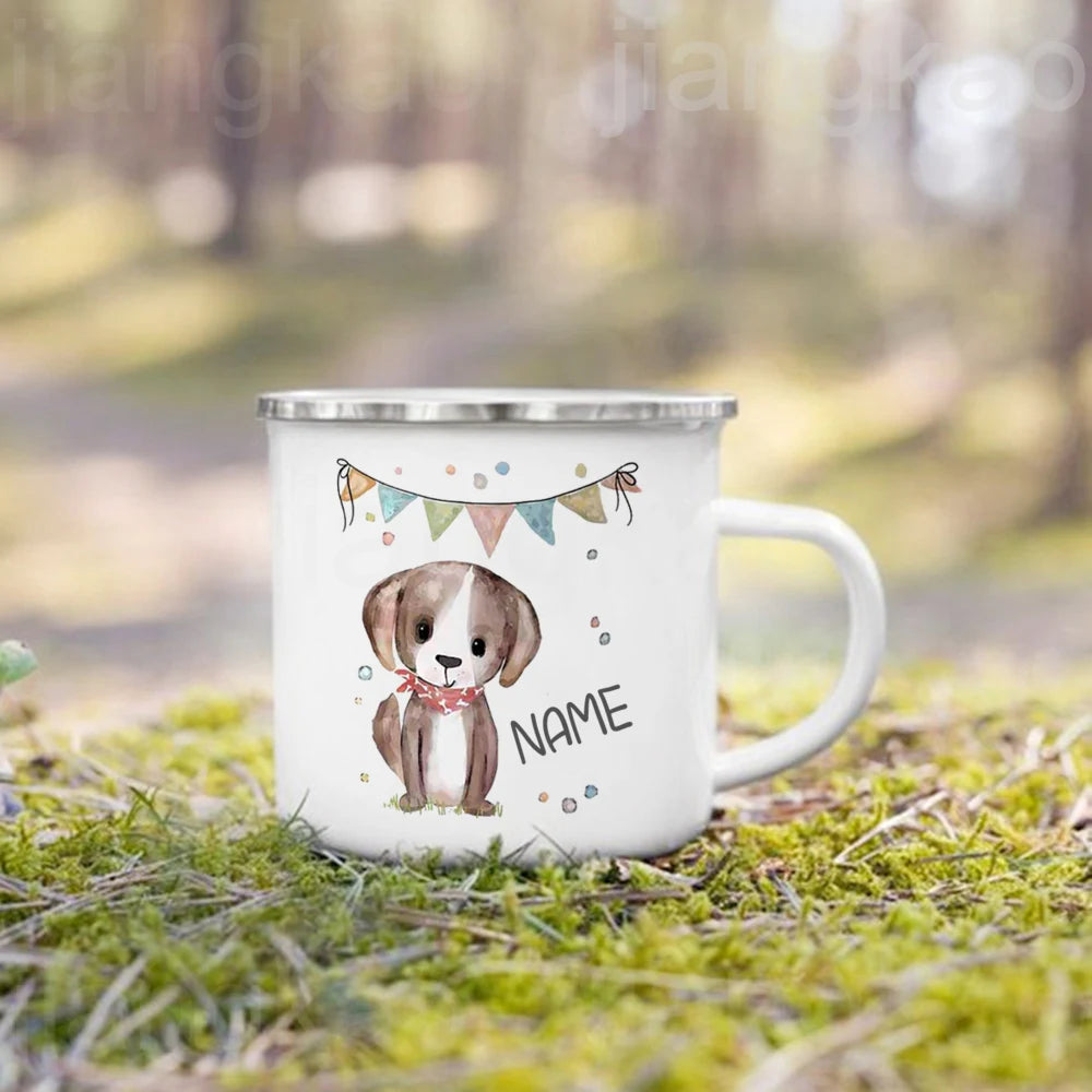 Mug enfant personnalisé animal prénom style cartoon émail - vue 6 sur 7