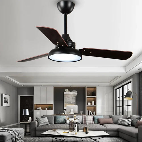 plafonnier moderne ventilateur de plafond avec télécommande et éclairage intégré - vue 2 sur 6