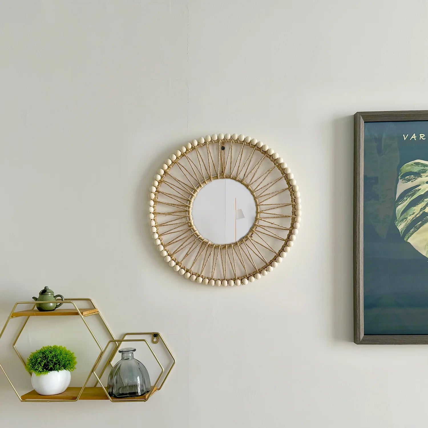 miroir décoratif nordique tissé à la main pour intérieur élégant - vue 5 sur 7