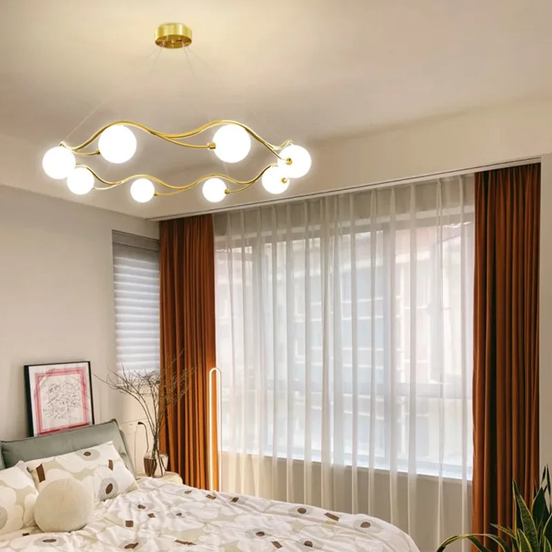 lustre royal de luxe en or avec boule de verre led - vue 4 sur 9