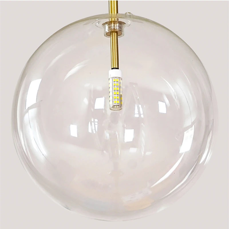 Suspension boule verre design nordique moderne décoratif loft LED