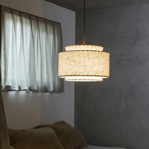 lustre à led en tissu japonais pour décoration intérieure moderne - vue 4 sur 8