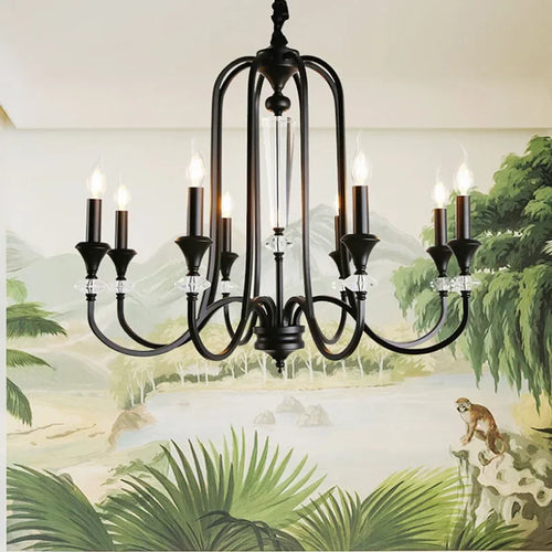lustre rétro en cristal avec lampes led pour salon luxueux - vue 2 sur 14