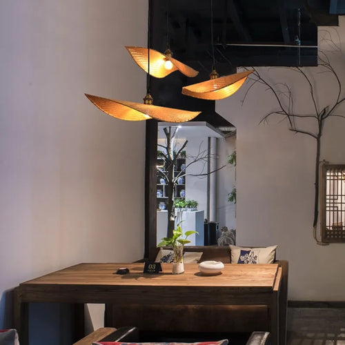lustre en bambou style japonais pour décoration zen asiatique - vue 4 sur 11