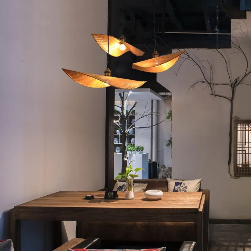 lustre en bambou style japonais pour décoration zen asiatique - vue 3 sur 11