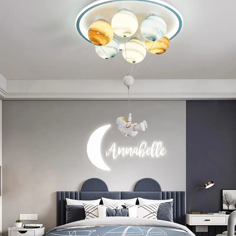 SANDYHA astronaute plafond moderne à LEDs lumière créative planète lampe pour chambre d'enfants salle à manger étude maternelle éclairage