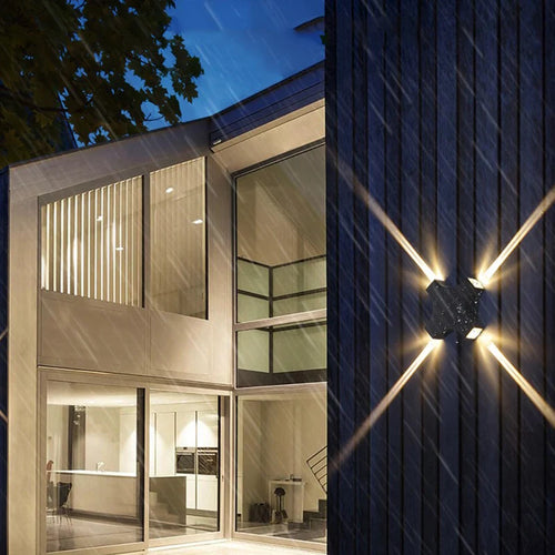 applique murale led étroite à quatre faisceaux pour éclairage extérieur jardin - vue 7 sur 6