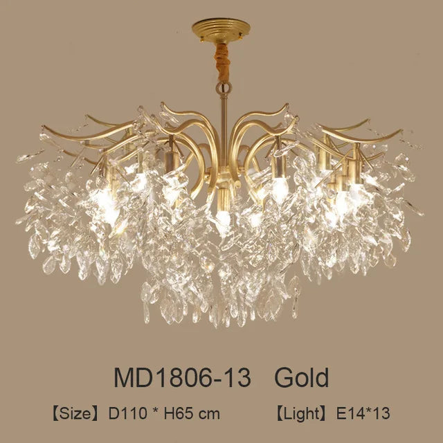lustre nordique led en cristal de luxe décoration - vue 10 sur 14