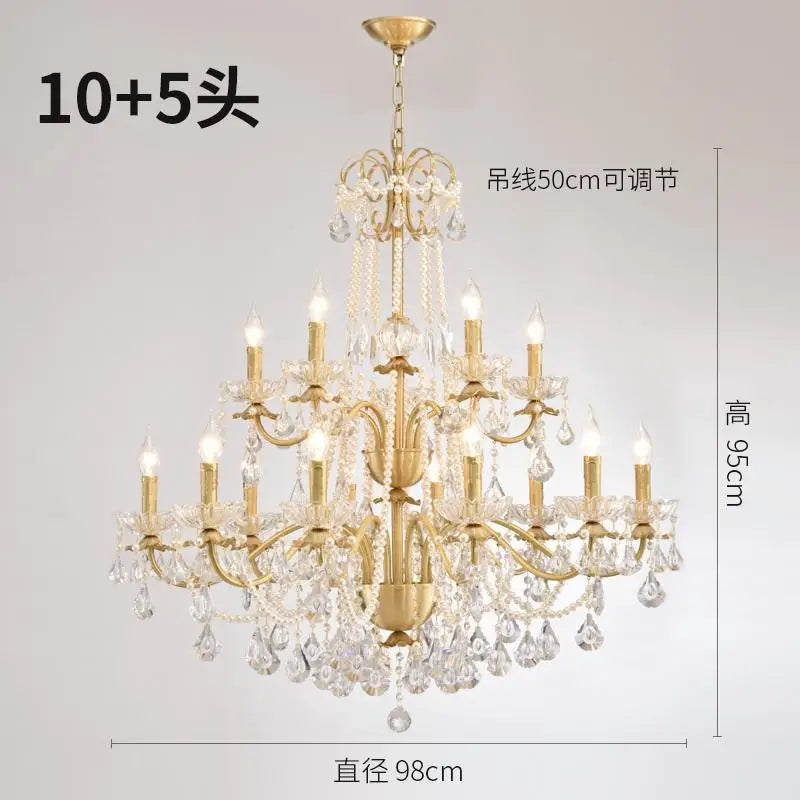 lustre moderne en or avec éclairage tube led et cristal - vue 11 sur 13