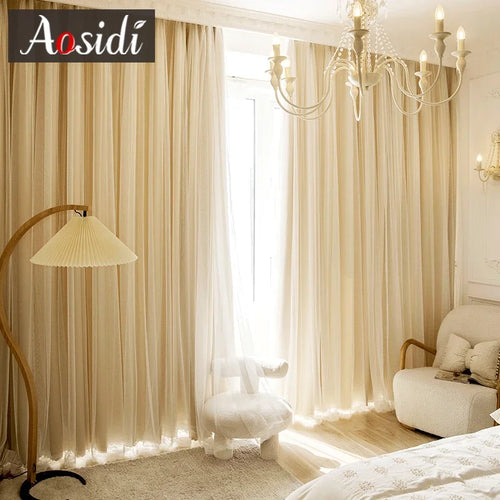Rideau occultant double couche style japonais pour chambre - vue 2 sur 7