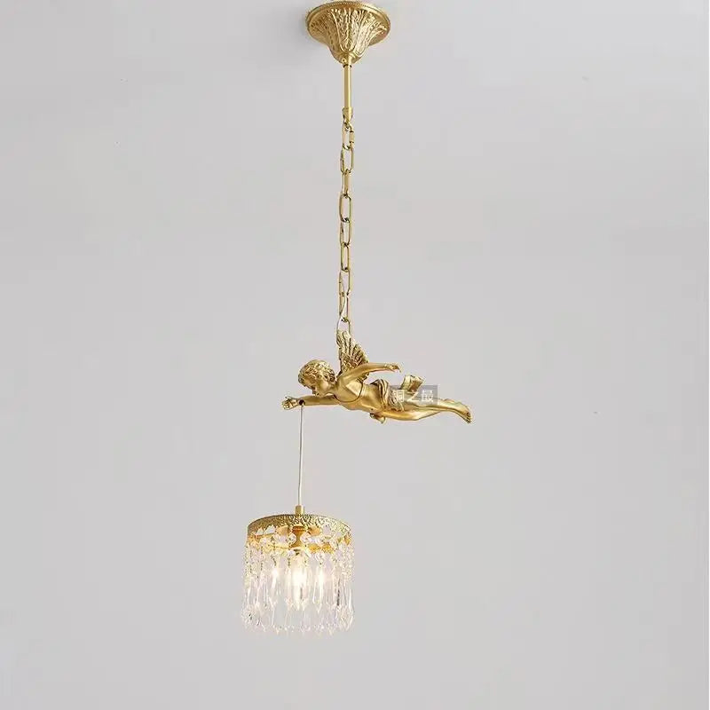 lustre en cristal à led avec ailes d'ange décoration européenne luxueuse - vue 4 sur 6