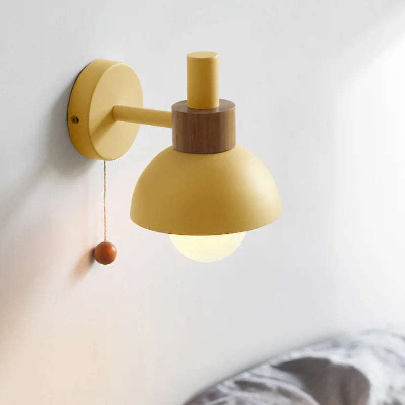 applique murale en bois avec interrupteur à tirette design nordique