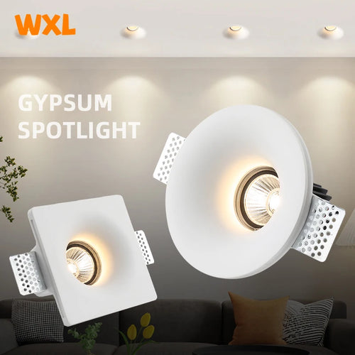 Spot encastré en gypse GU10 LED anti-éblouissant projecteur sans bordure intégré salon chambre allée éclairage domestique
