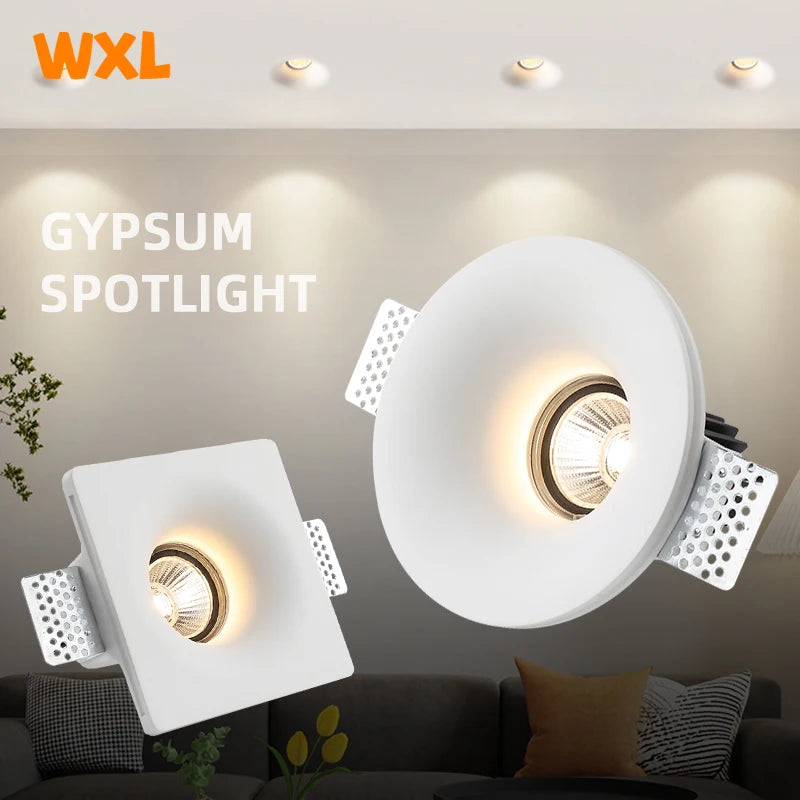 Spot encastré en gypse GU10 LED anti-éblouissant projecteur sans bordure intégré salon chambre allée éclairage domestique
