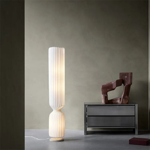 Lampadaire plissé nordique wabi sabi lampe en tissu blanc pour salon chambre Loft décor LED coin longue bande lumière sur pied