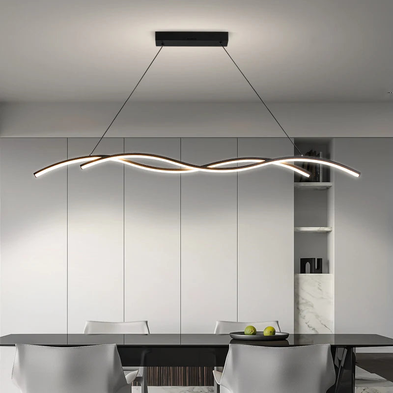 Modern minimalist dining room LED chandelier, living room, study room, bedroom, bar, interior decoration lighting chandelier - vue 5 sur 11