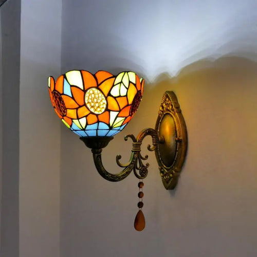 applique murale en verre méditerranéen style vintage éclairage LED - vue 6 sur 10