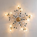 luminaires de plafond style pastoral romantique français en laiton fer et verre