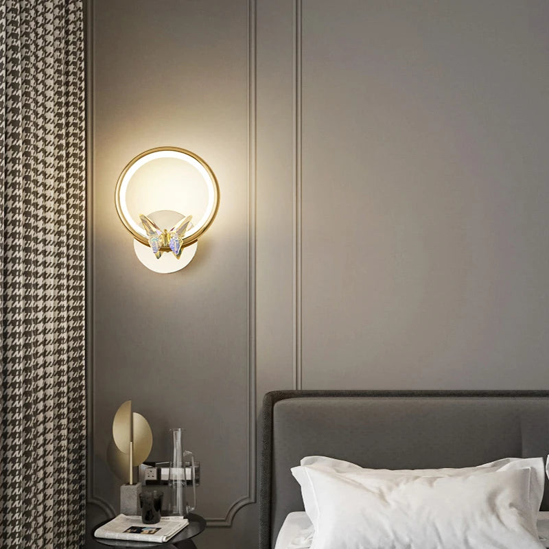 applique murale led papillon en cristal éclairage unique moderne - vue 6 sur 19