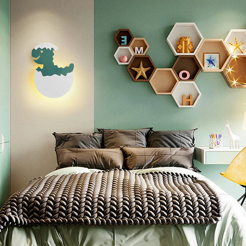 té mignon enfants applique LED dinosaure forme d'oeuf dessin animé chambre chevet applique murale pour fille garçon bébé chambre de bébé