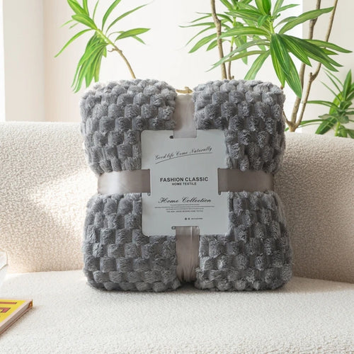 Plaid carreaux doux en velours pour canapé lit