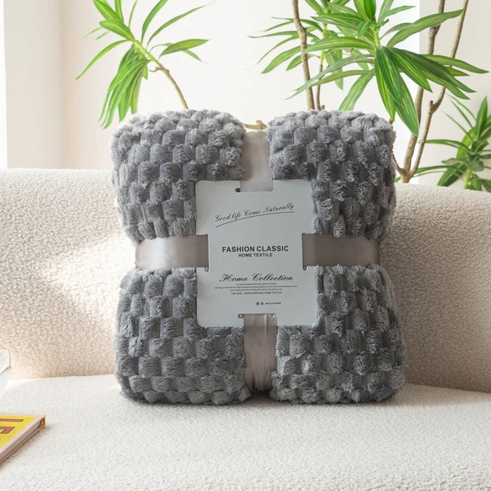 Plaid carreaux doux en velours pour canapé lit