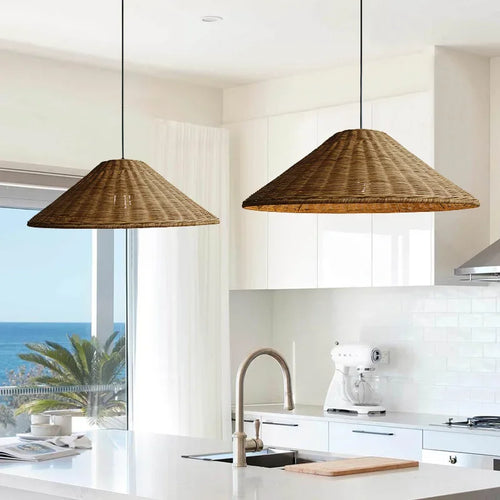 suspension vintage en rotin fait main pour éclairage intérieur - vue 6 sur 16