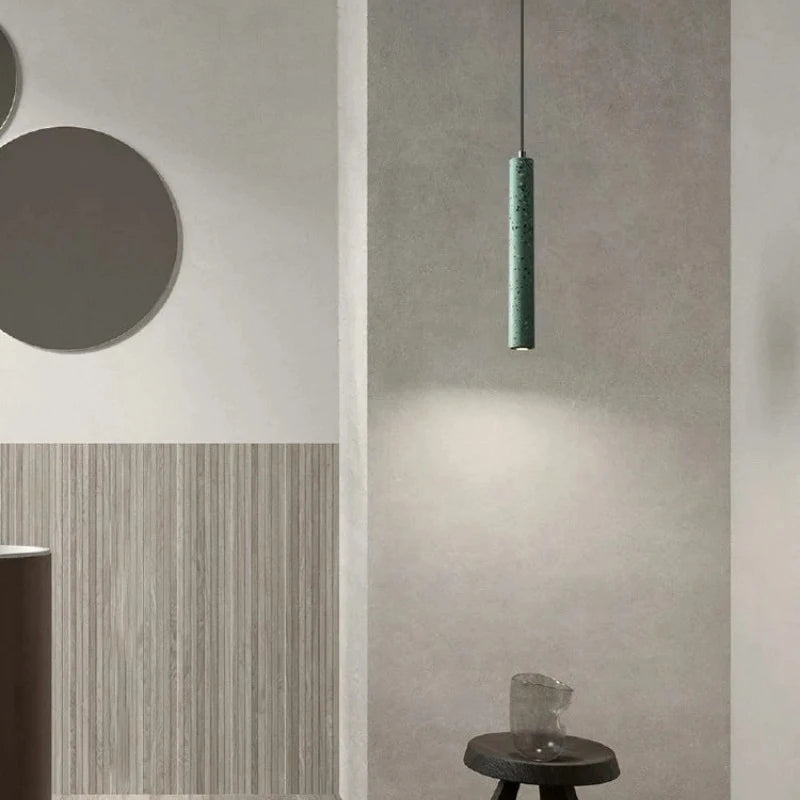 Suspension Terrazzo Bar Ciment Minimaliste Salle à manger Chambre Chevet Longue Bande Style Industriel Lampes À Tête Unique